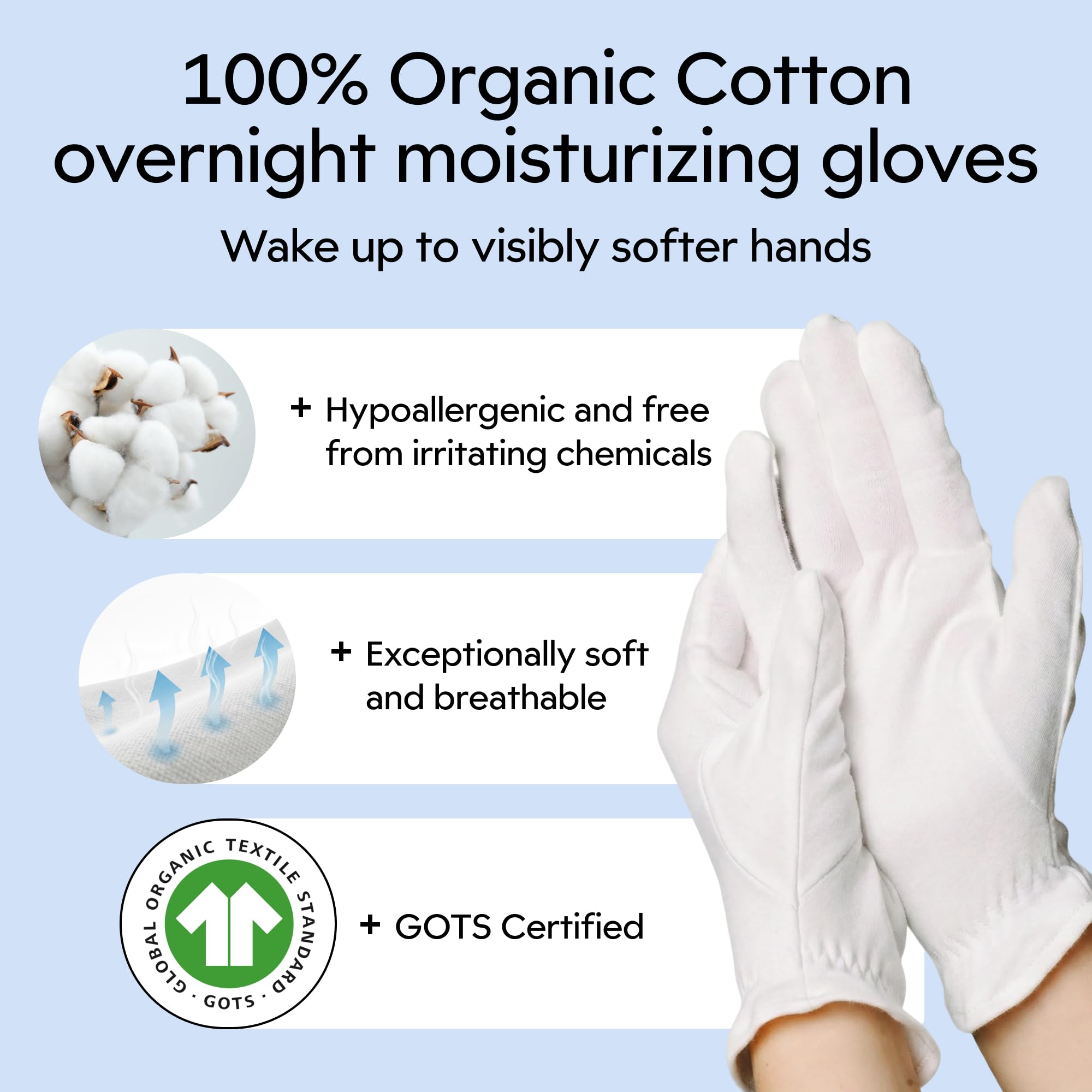 Clearbody Organics gloves showing elastic wrist detail