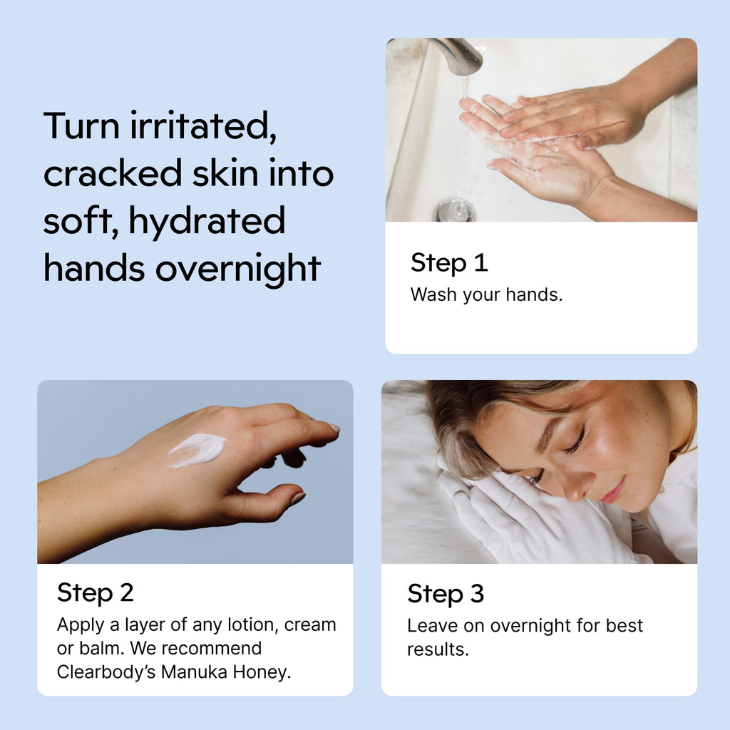 Clearbody Organics white cotton gloves folded in storage stack