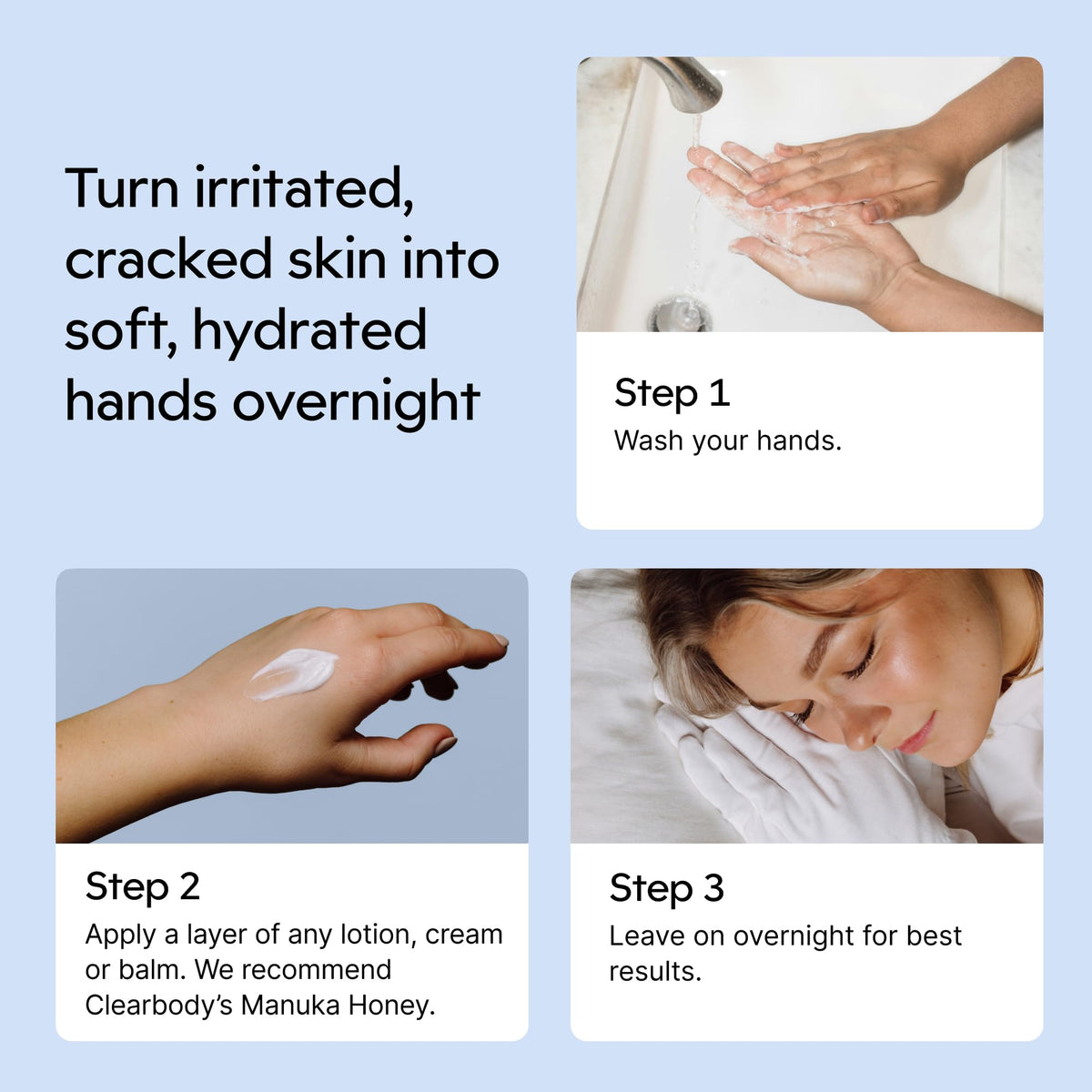 Clearbody Organics white cotton gloves folded in storage stack