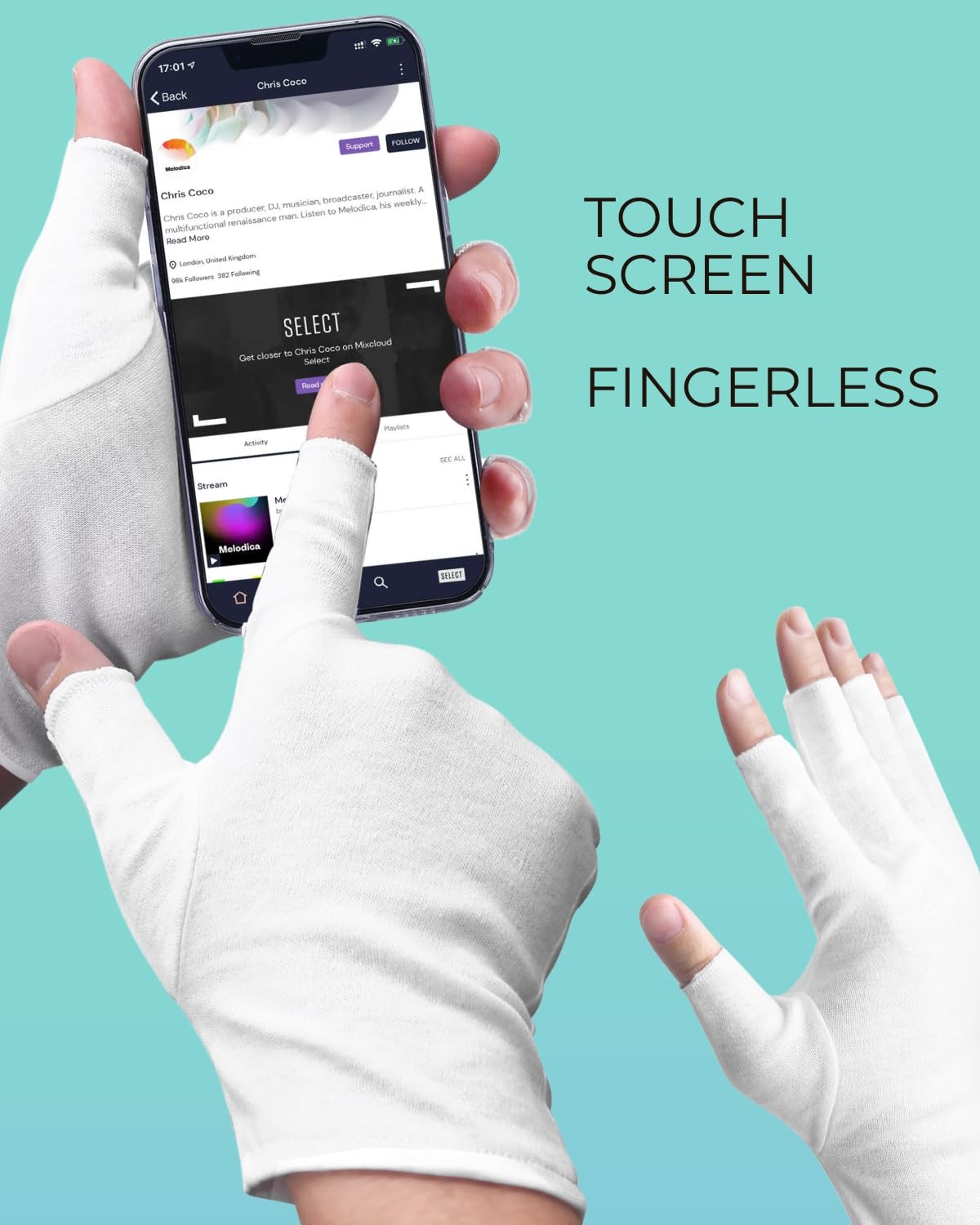 Pair of Ansmio fingerless cotton gloves for hand care
