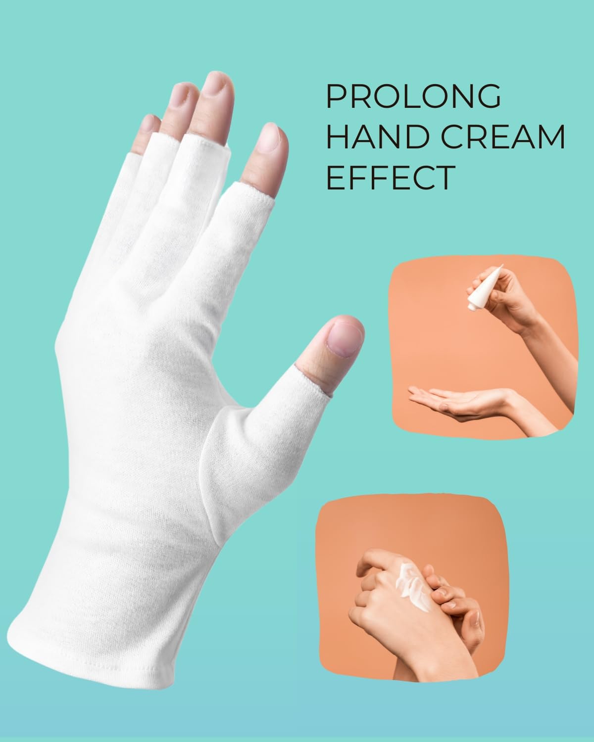 Open fingertip design detail on Ansmio cotton gloves