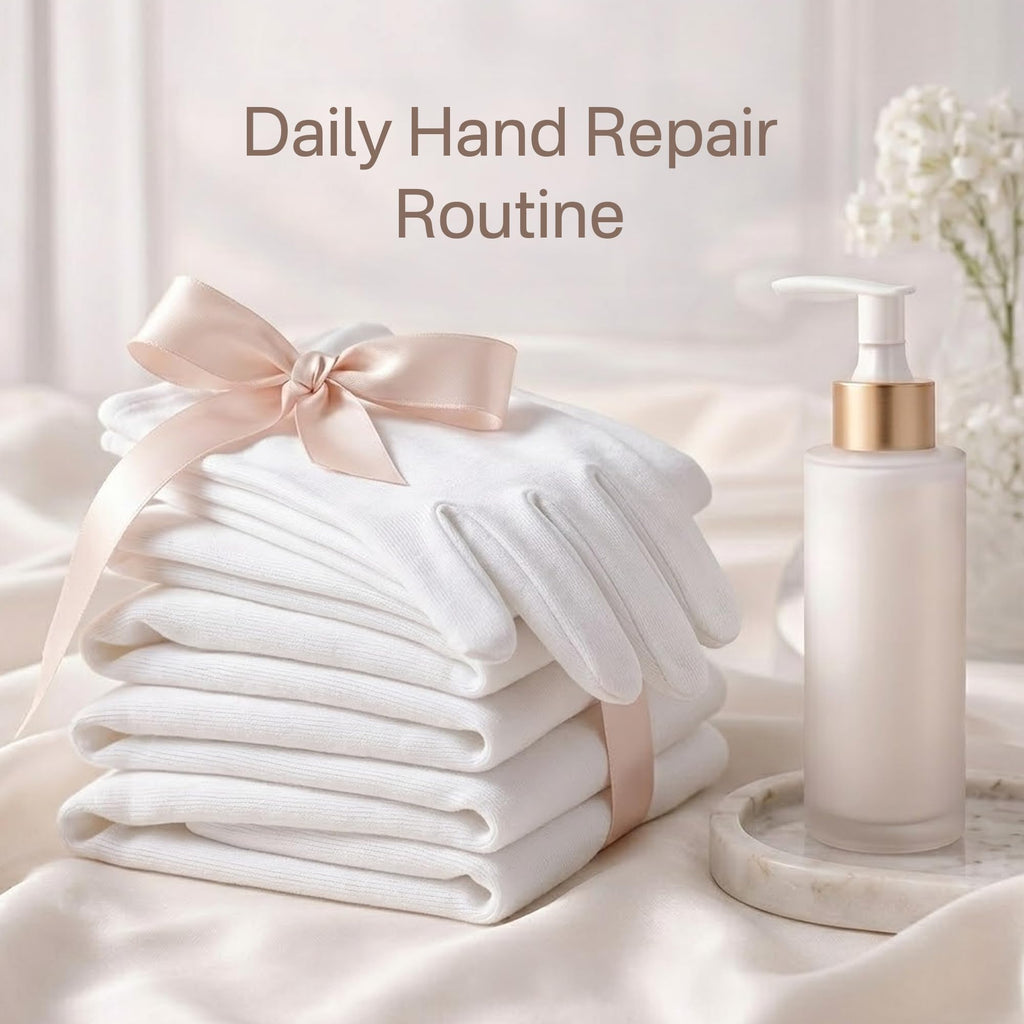 Lightweight white cosmetic gloves for skin hydration and coin handling