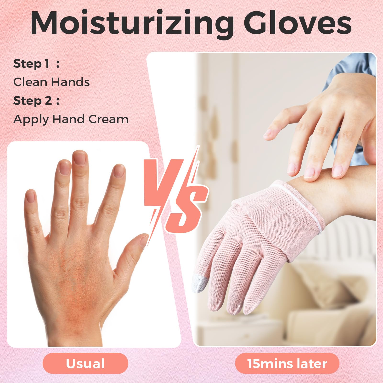 Donfri moisturizing gloves showing touchscreen compatible fingertips