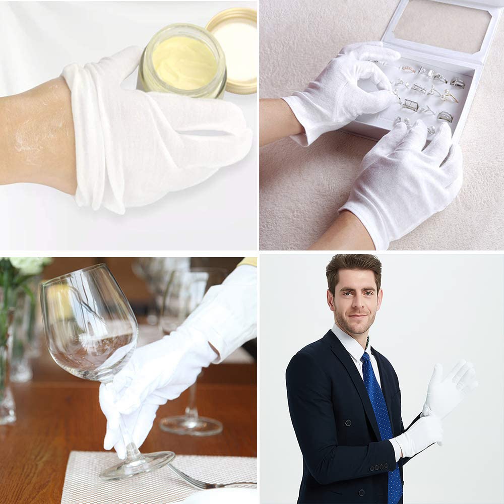 White cotton gloves for eczema and dry skin treatment