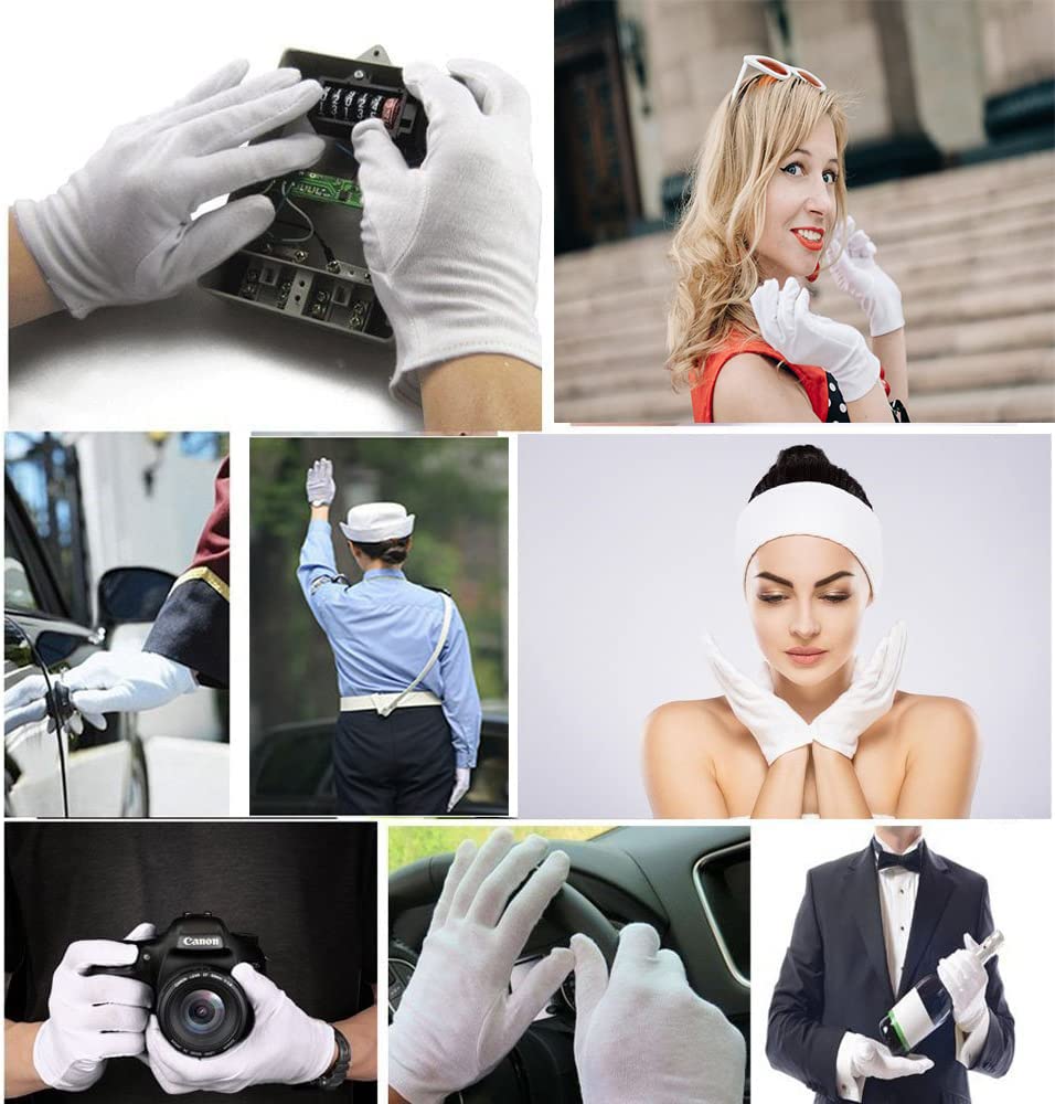 Bweissth cotton gloves for jewelry and coin inspection