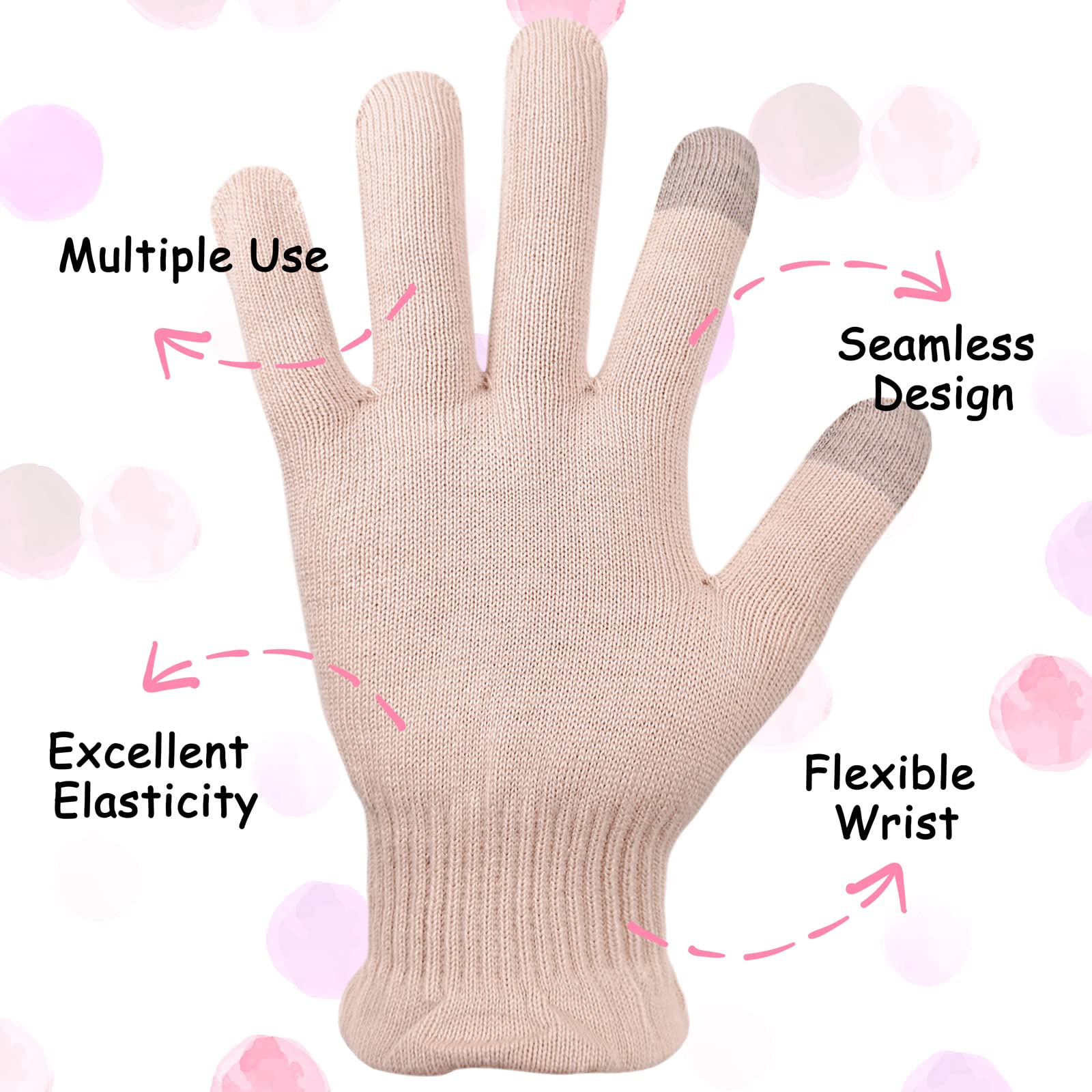Child wearing pink moisturizing gloves for eczema relief