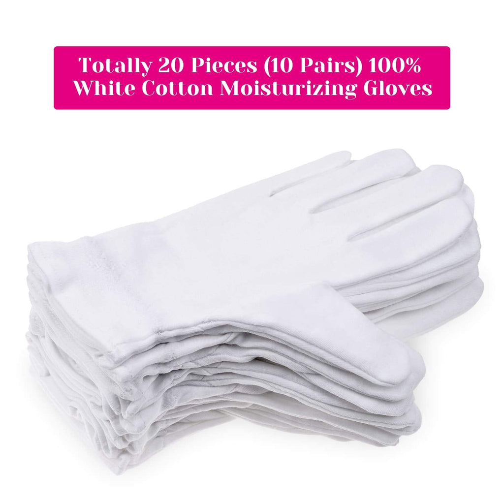 Selizo white moisturizing gloves worn on hands