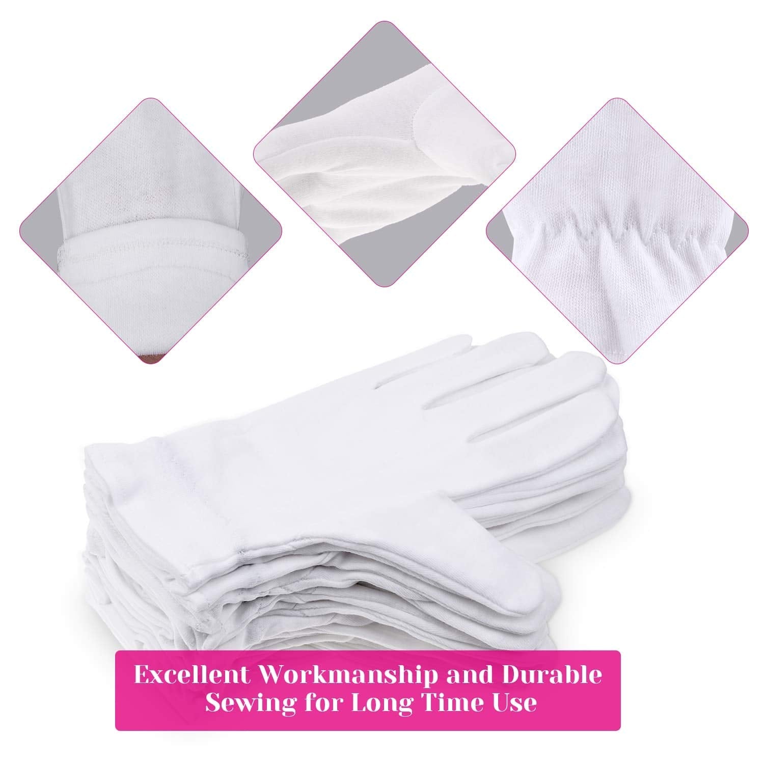 Elastic wristband detail on Selizo cotton gloves
