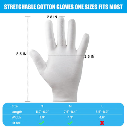 Washable white cotton gloves for men and women