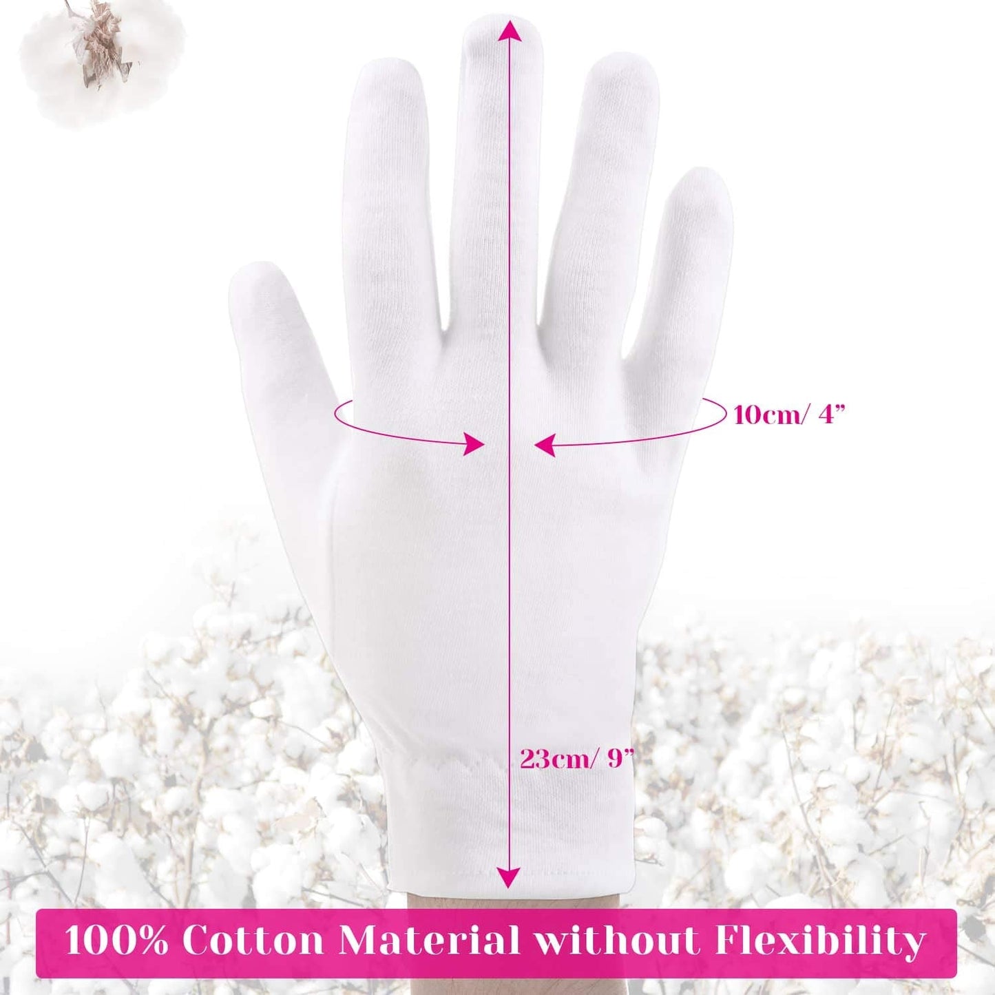 Set of 10 pairs of cotton gloves for spa and skincare