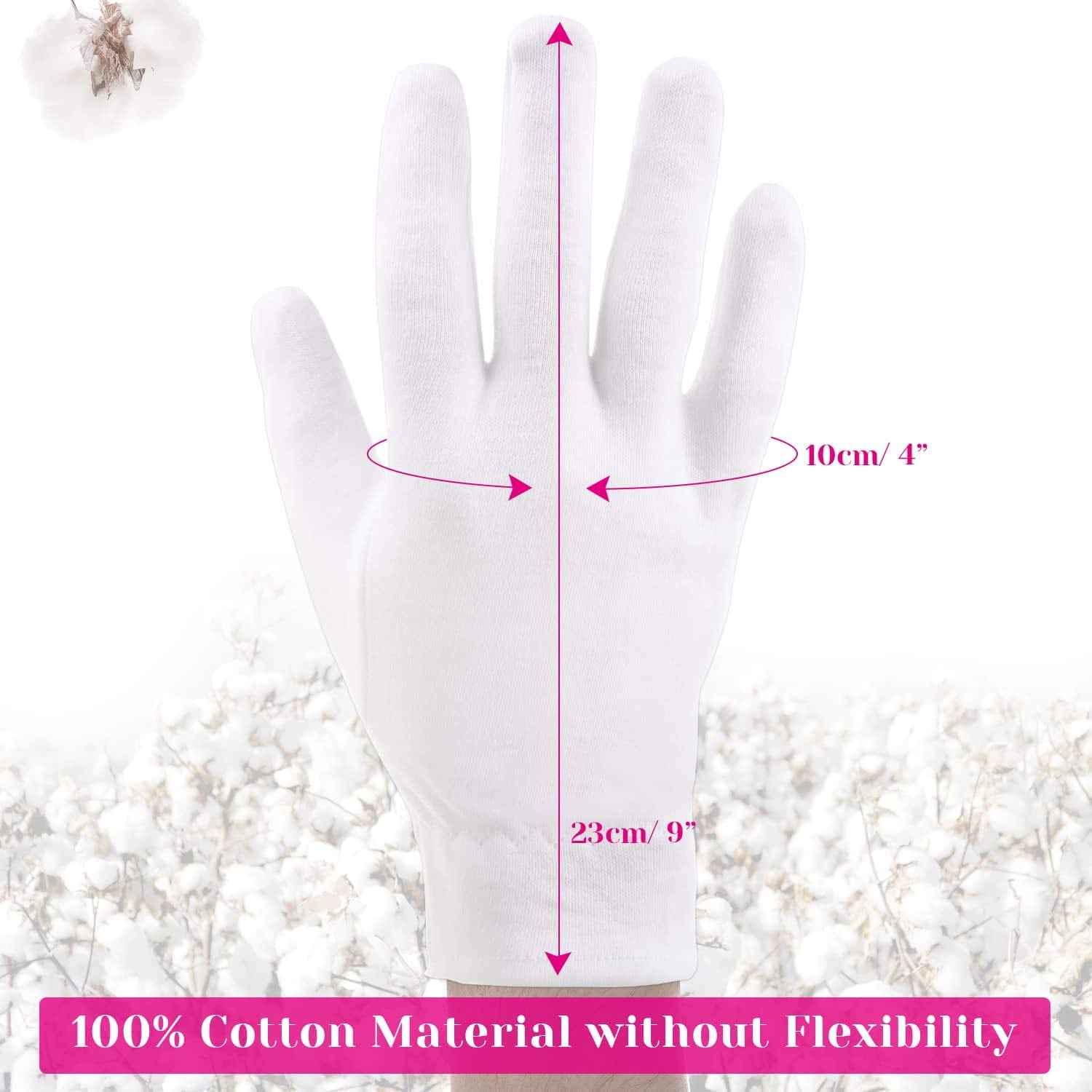 Set of 10 pairs of cotton gloves for spa and skincare