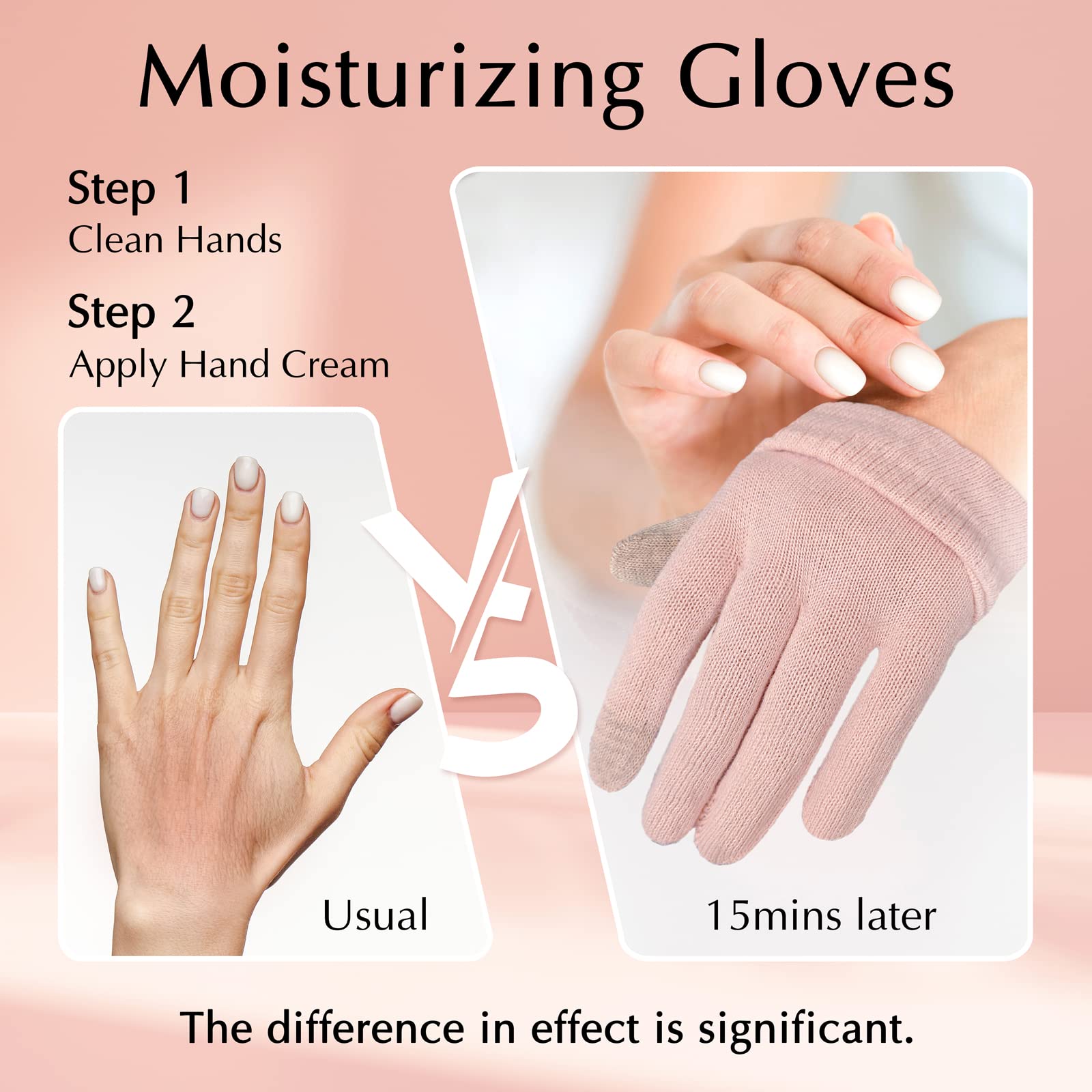 Pink cotton gloves with touchscreen fingertips for smartphone use.