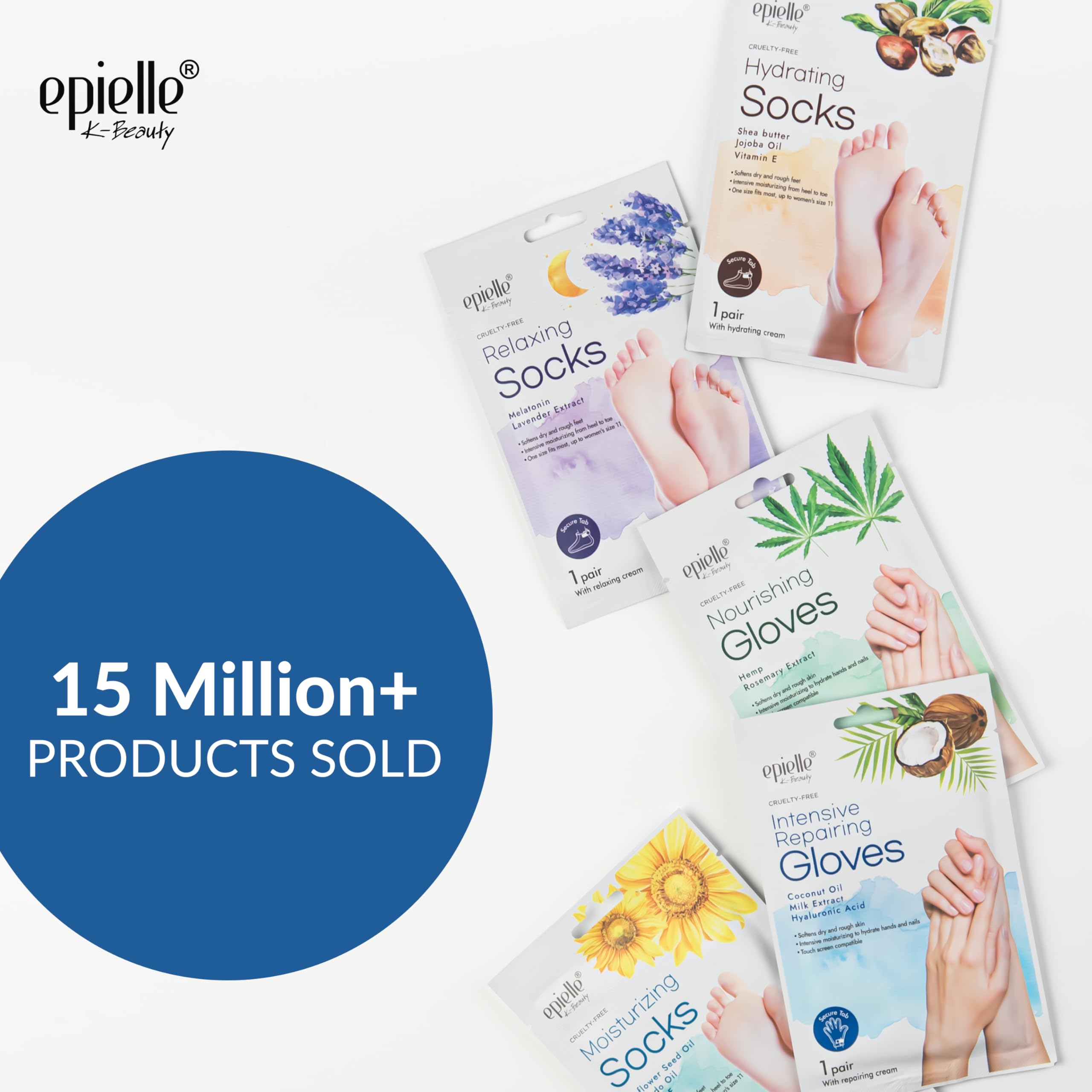Epielle moisturizing gloves being worn on hands