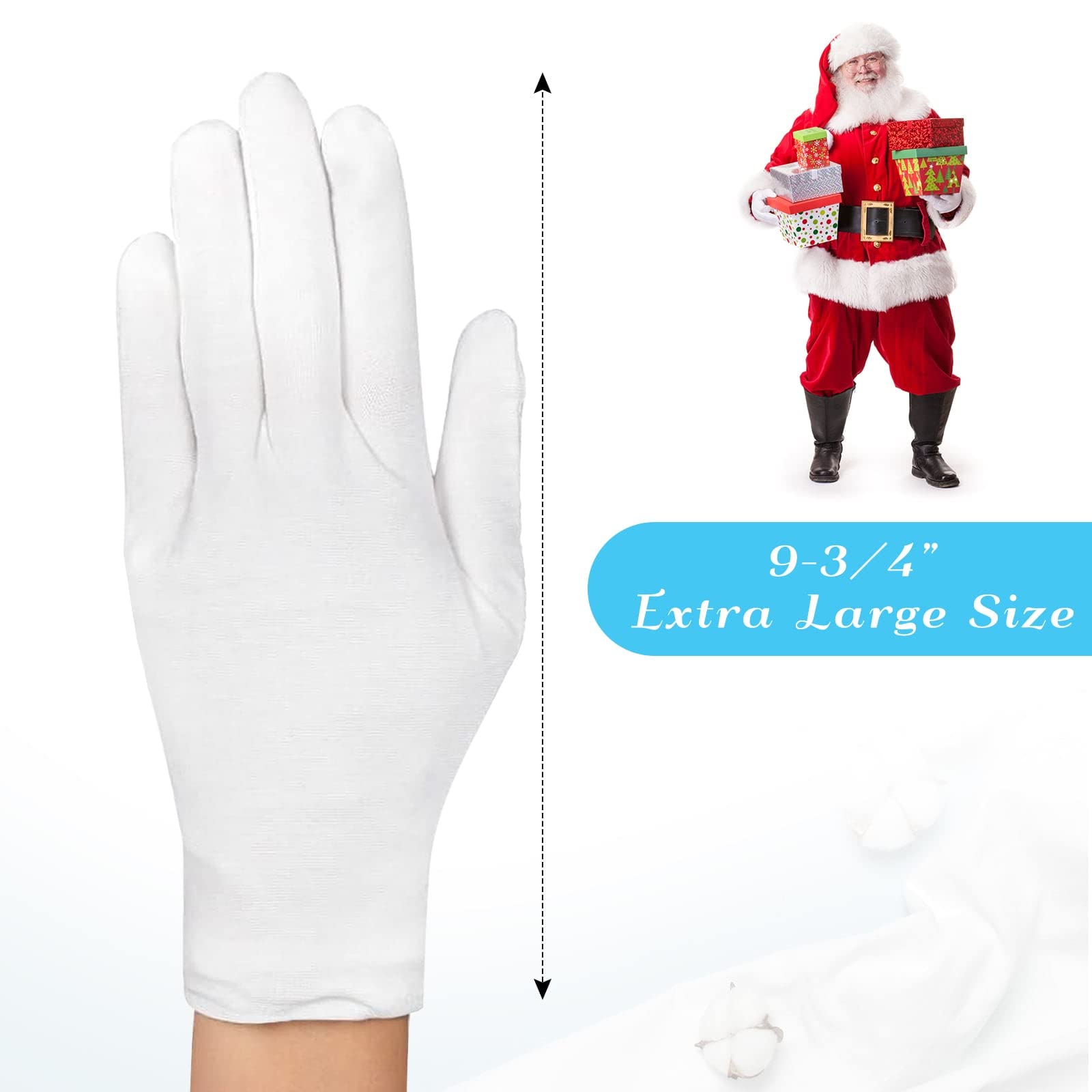 Extra large white cotton gloves for eczema care