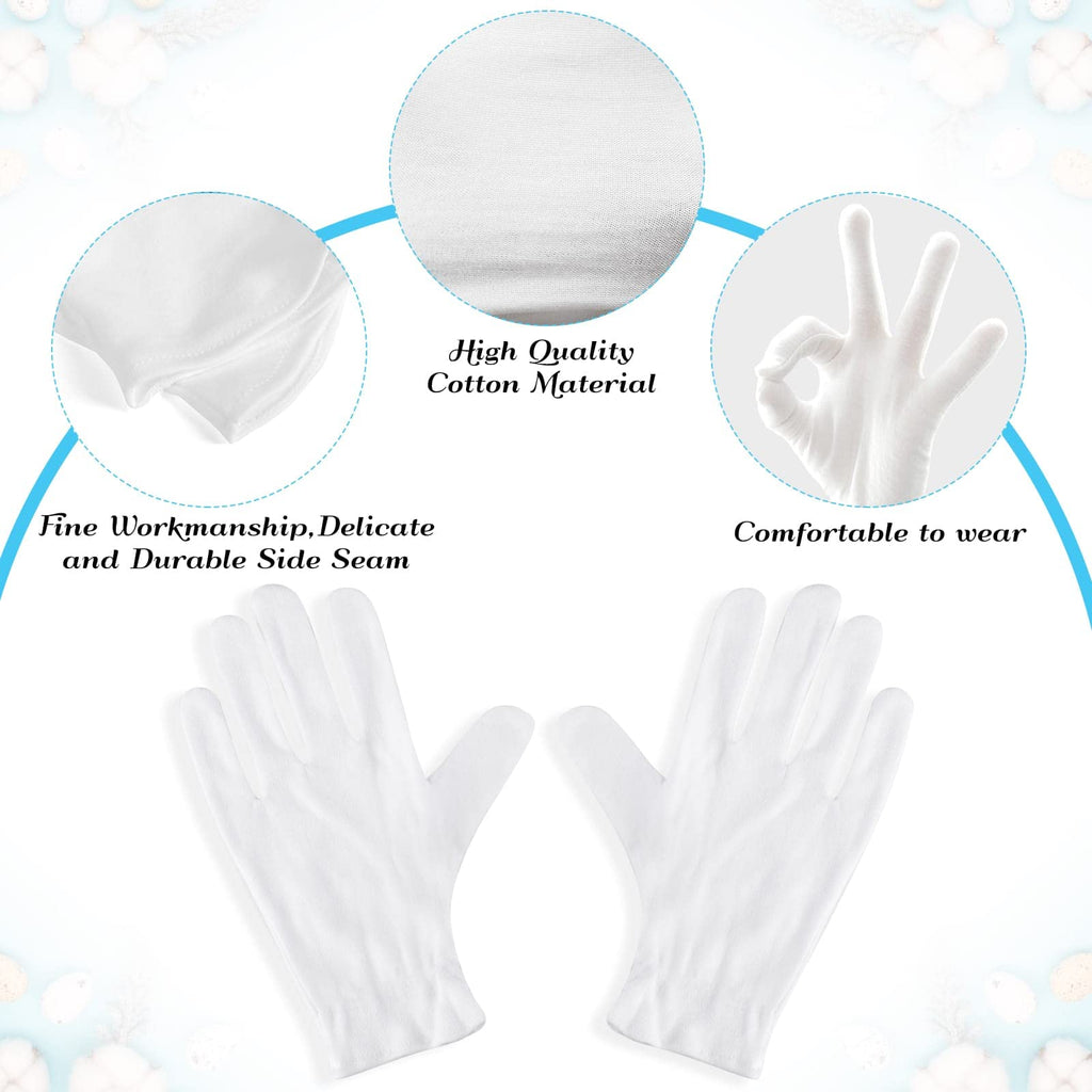 Paxcoo white cotton gloves folded in packaging view