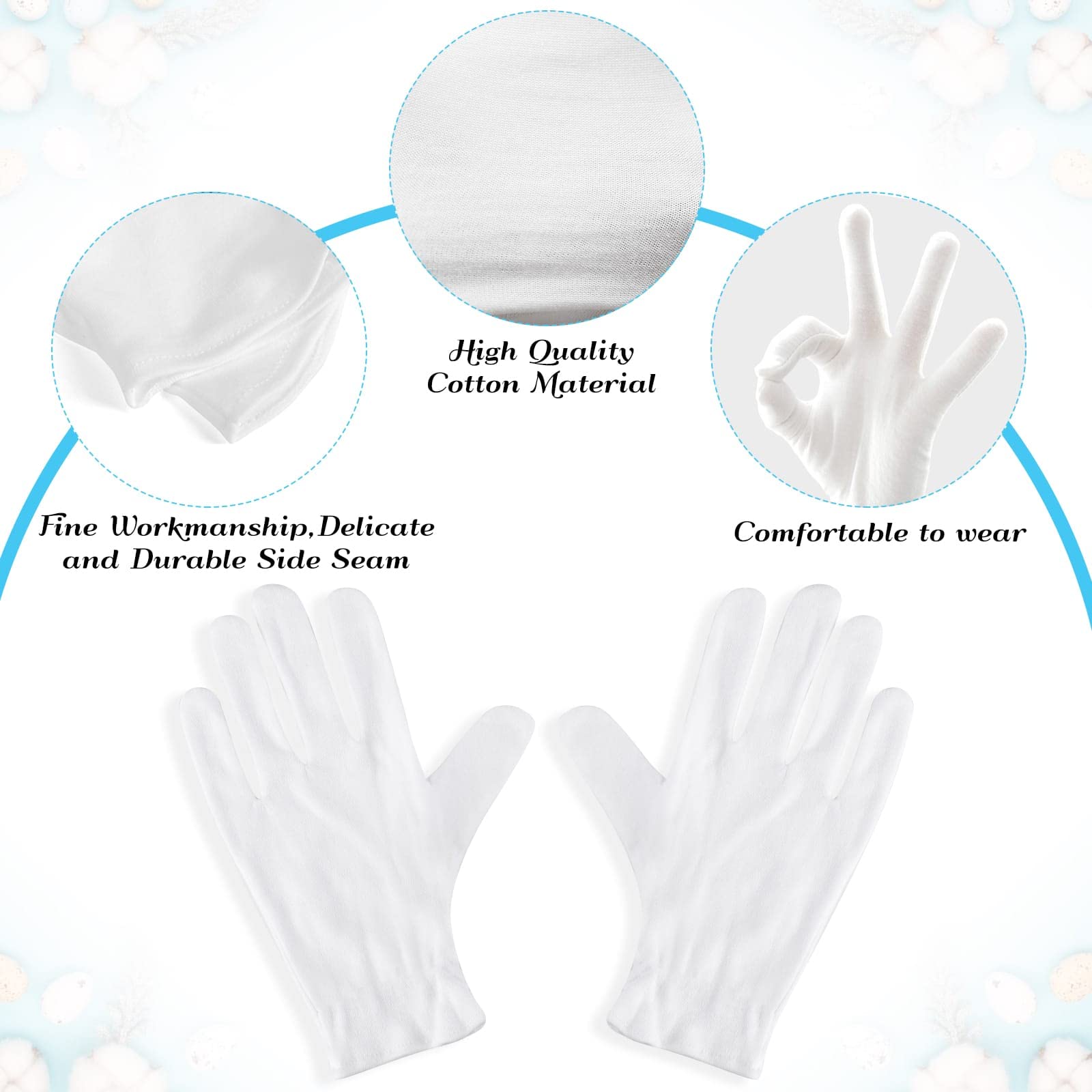 Paxcoo white inspection gloves for jewelry and coin handling