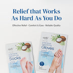 Detailed view of adhesive secure tabs on Epielle gloves