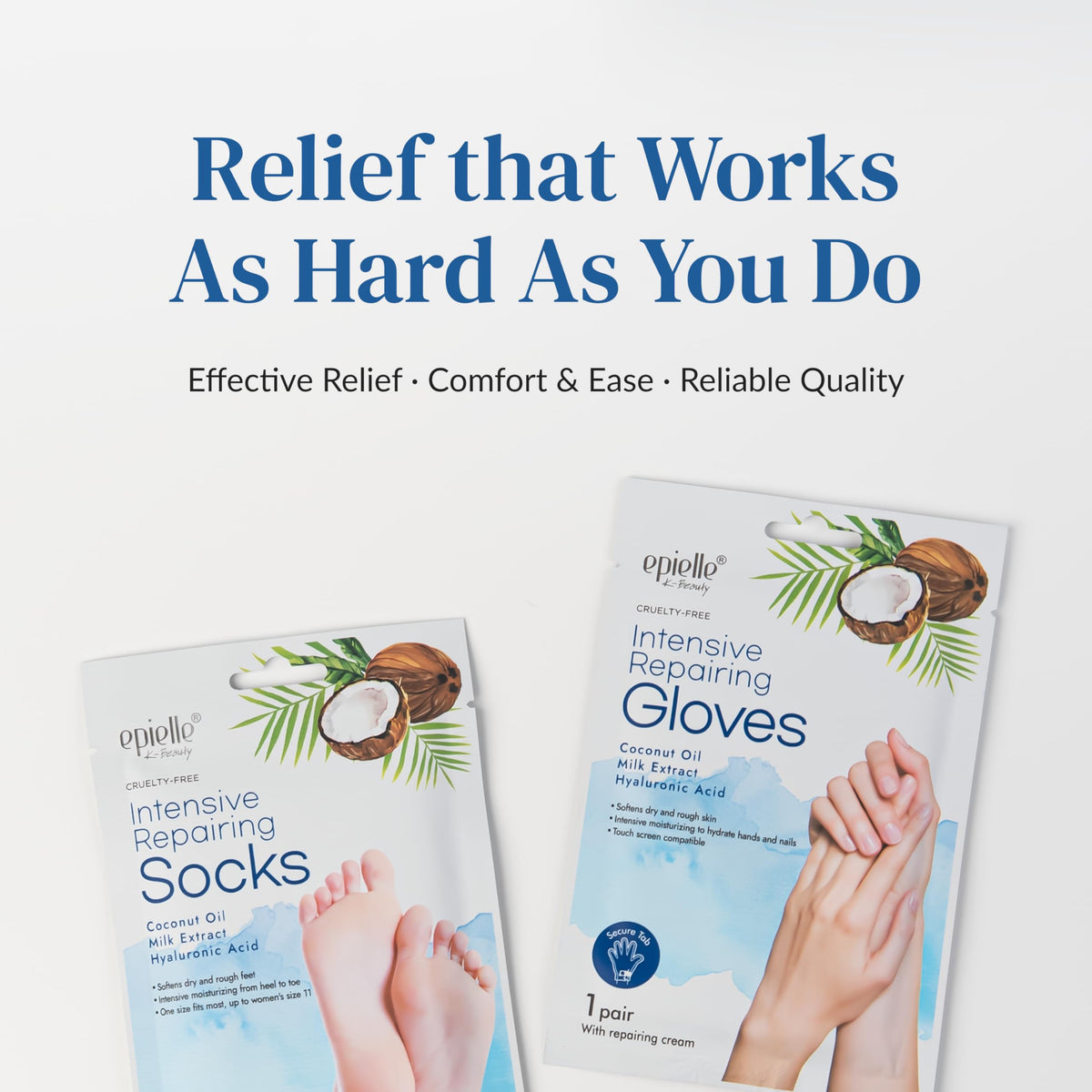 Detailed view of adhesive secure tabs on Epielle gloves