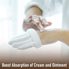 Cooljob moisturizing gloves shown with the included mesh washing bag