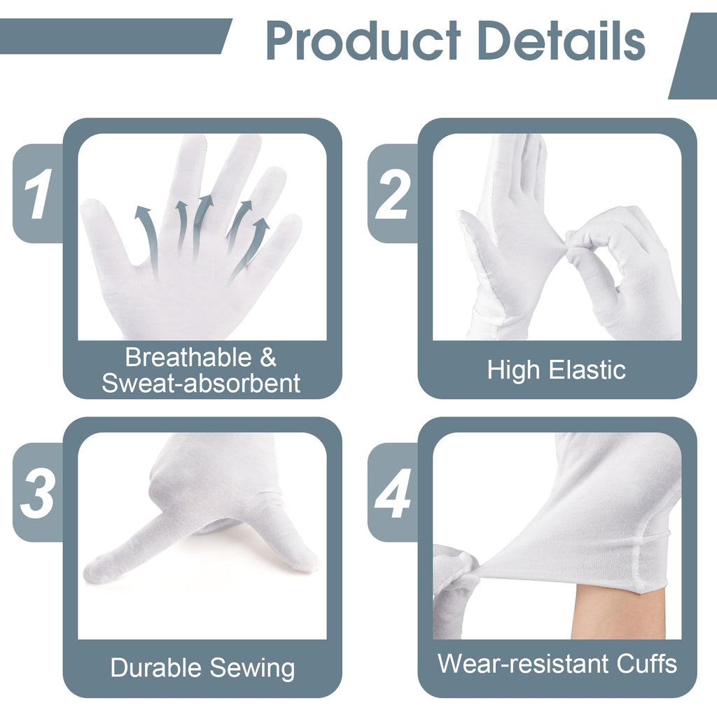 Reusable fabric inspection gloves protecting jewelry and coins from fingerprints