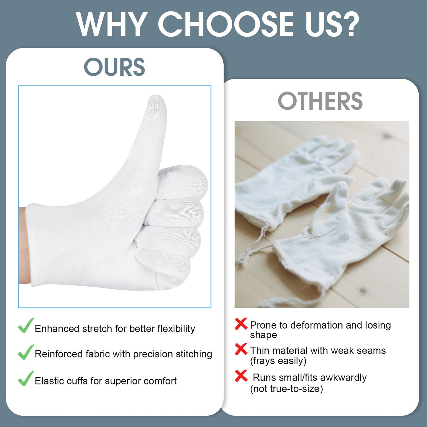 Stretchy white cotton work gloves for hand protection