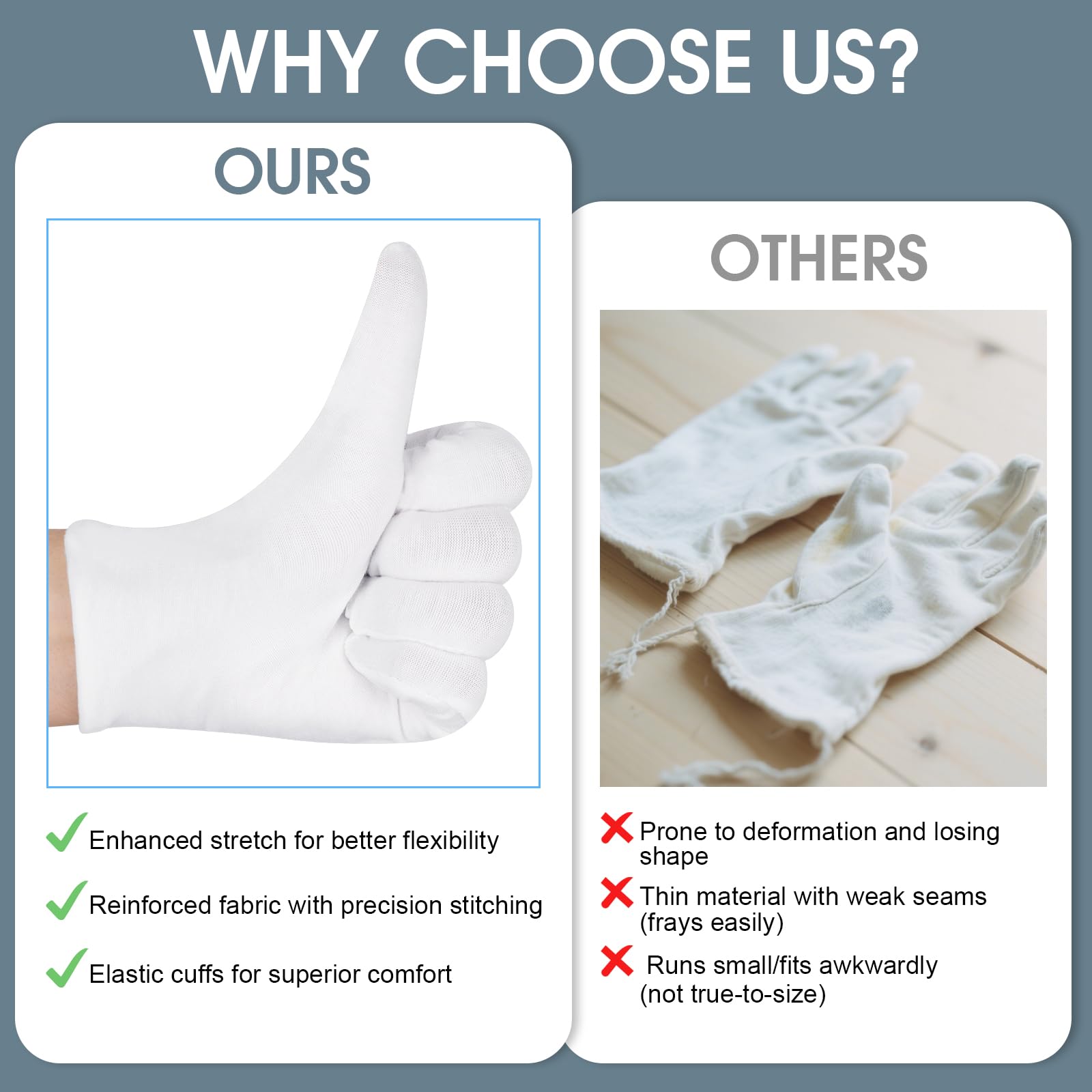Stretchy white cotton work gloves for hand protection