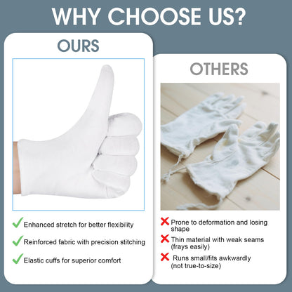 Stretchy white cotton work gloves for hand protection