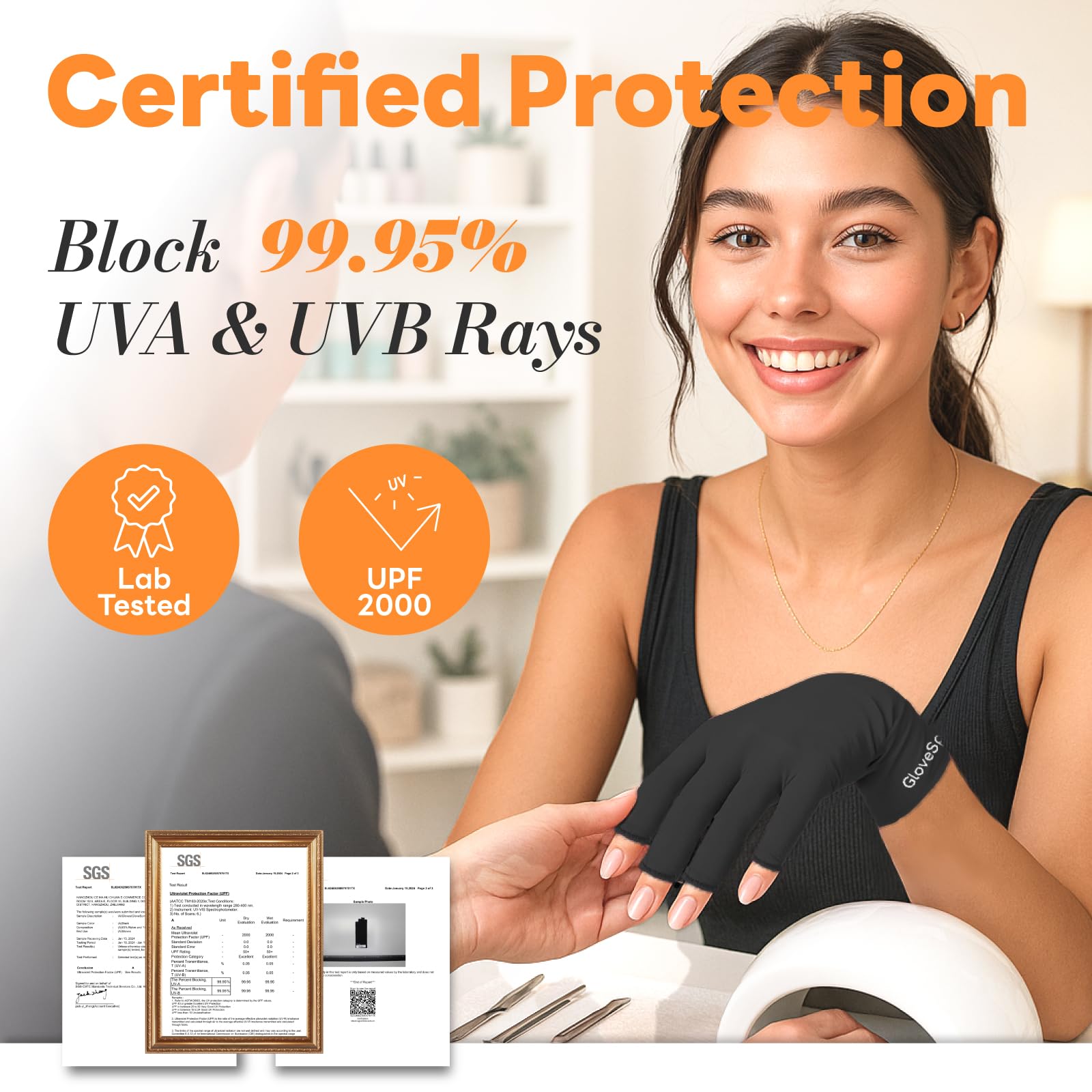 GloveSpire UV gloves inside travel-friendly pouch