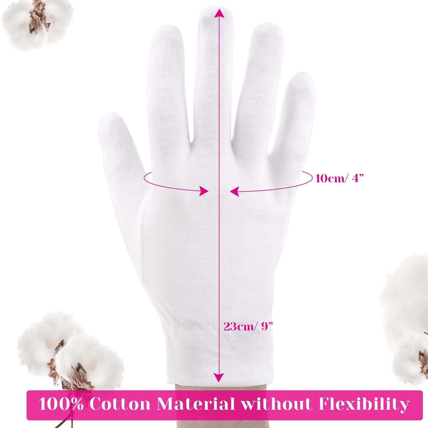Washable and reusable cotton gloves for sensitive skin and coin handling.