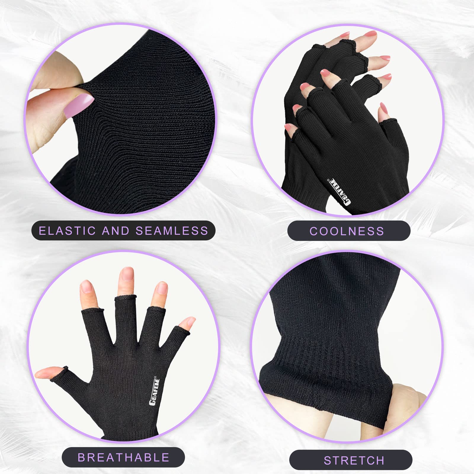 Person wearing GSAFEME black cotton gloves for skincare