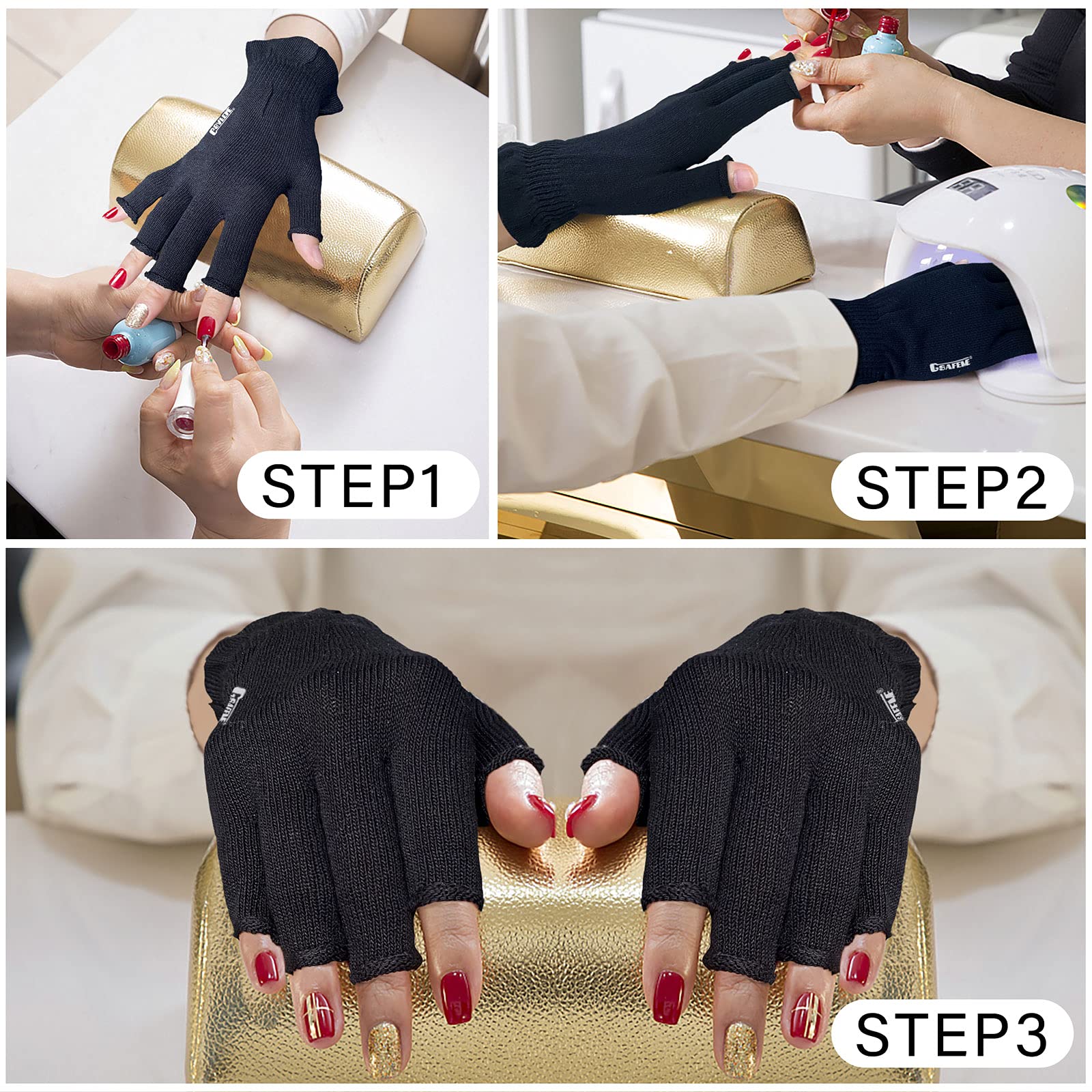 GSAFEME gloves used for UV protection during gel manicure