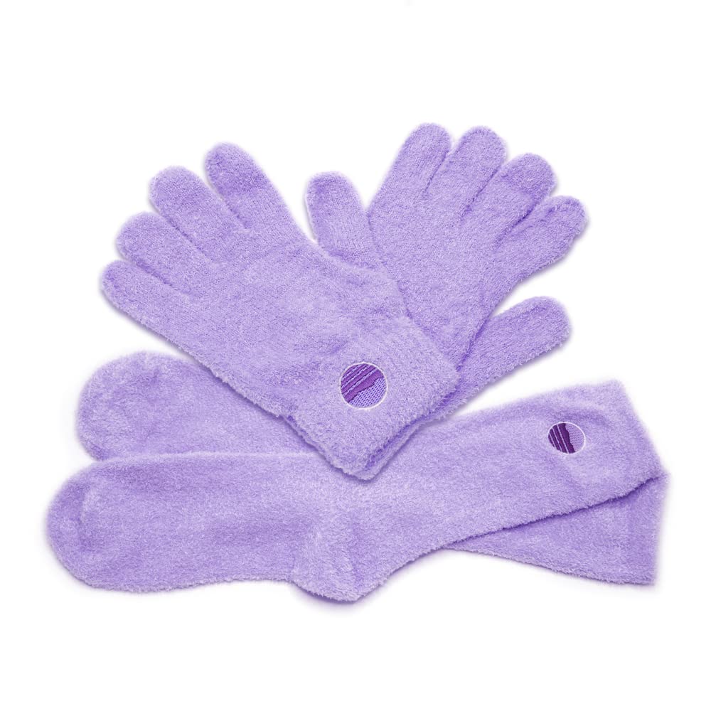 Purple Canyon fuzzy lavender spa gloves for dry hands treatment