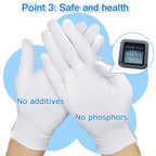Pangtiku 24 pack white cotton gloves laid out flat