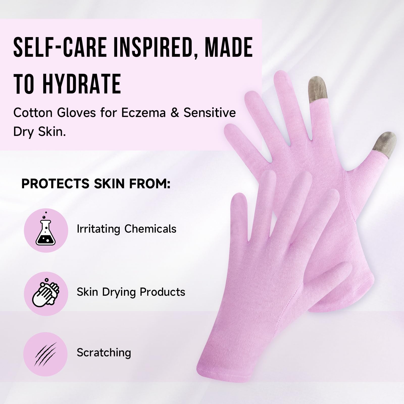 Baby pink HandLove cotton gloves with touchscreen fingertips