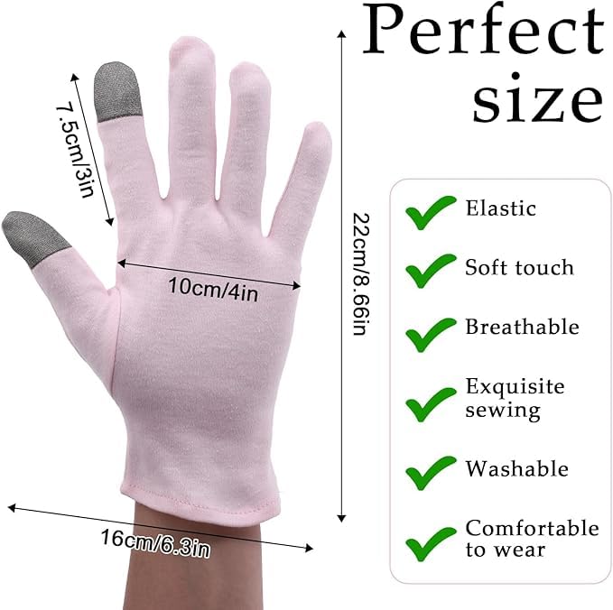 Side angle of HandLove breathable cotton sleep gloves