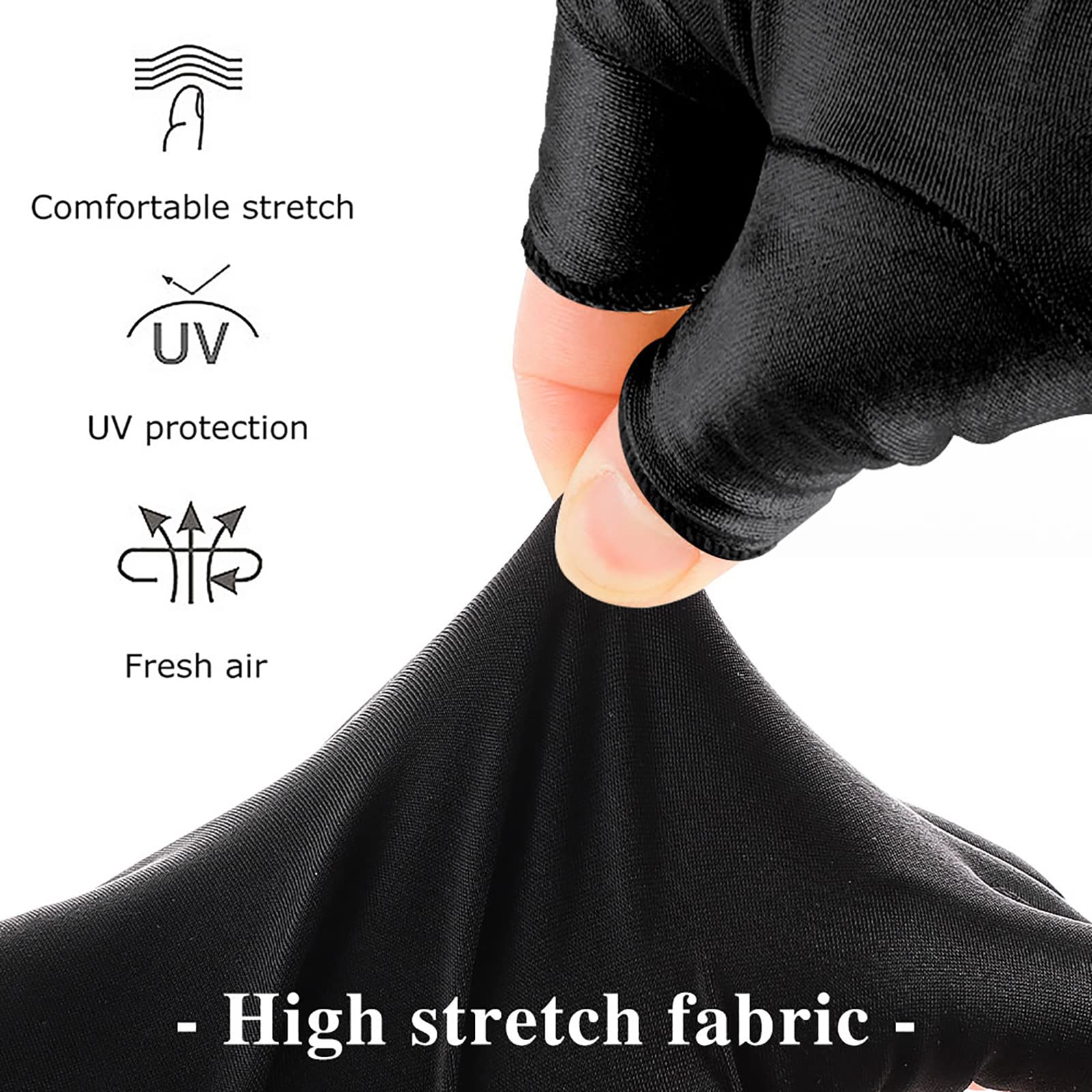 Close up of Pimoys black UV gloves fabric texture