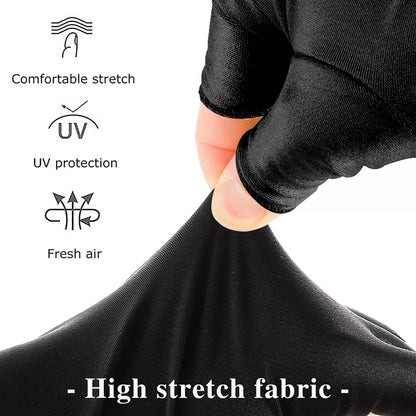 Close up of Pimoys black UV gloves fabric texture