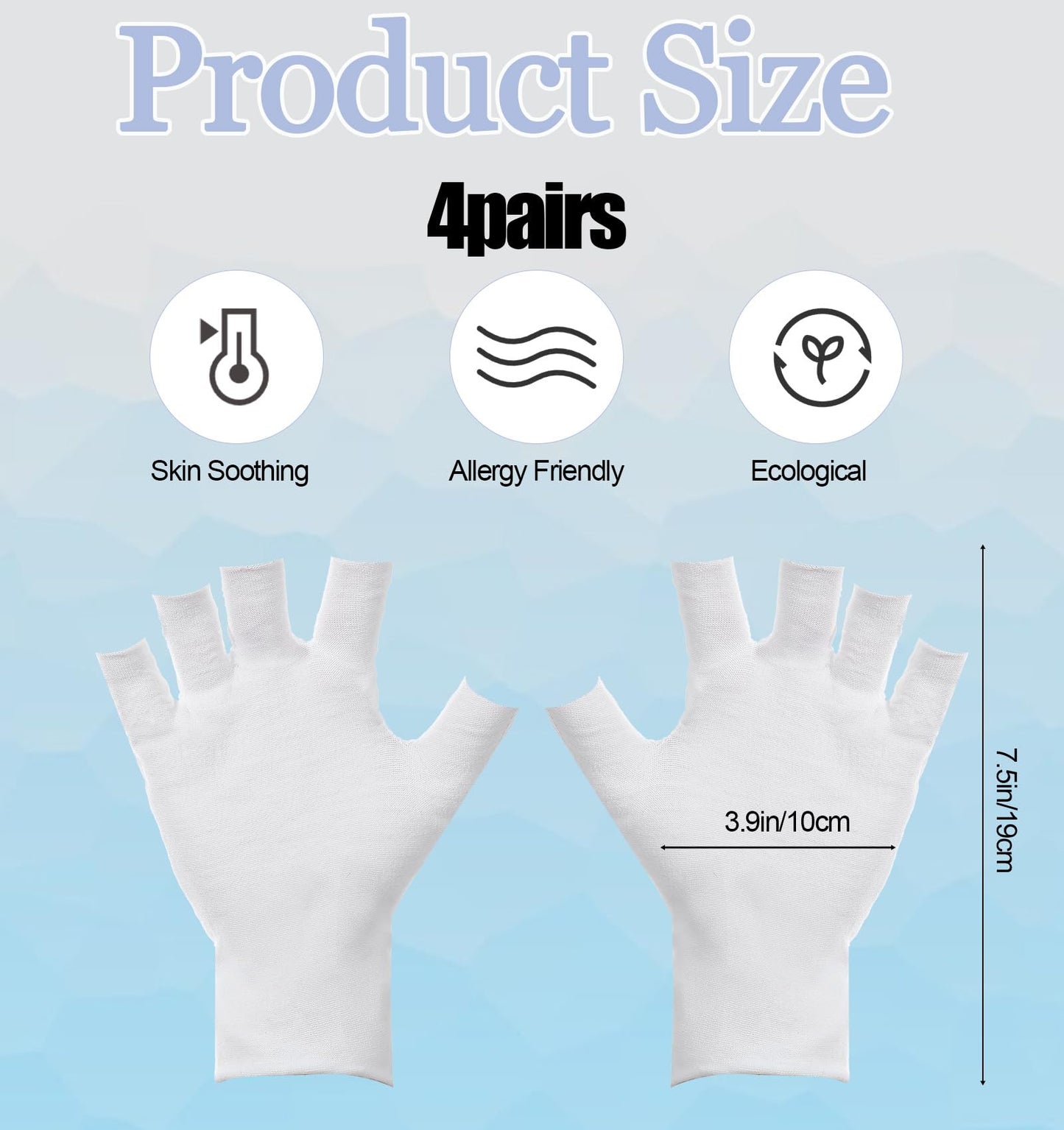 Fingerless cotton gloves for eczema relief showing open fingertips