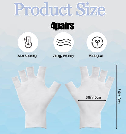 Fingerless cotton gloves for eczema relief showing open fingertips