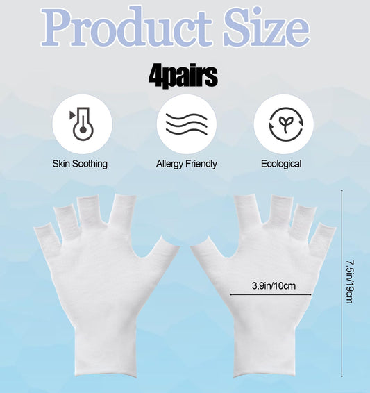 Fingerless cotton gloves for eczema relief showing open fingertips