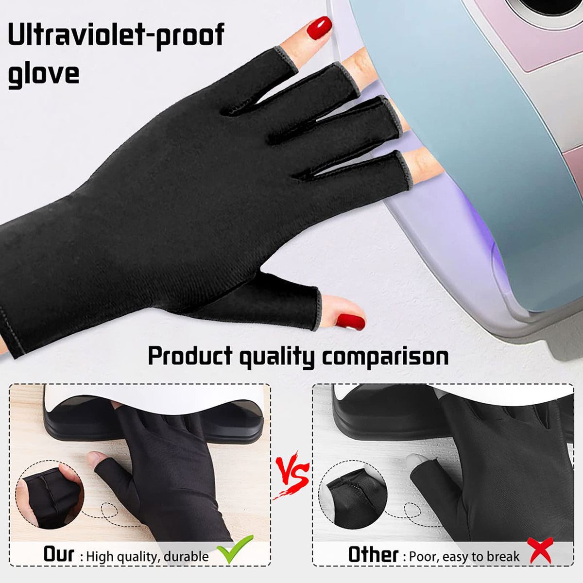 Side angle of Pimoys anti UV manicure gloves