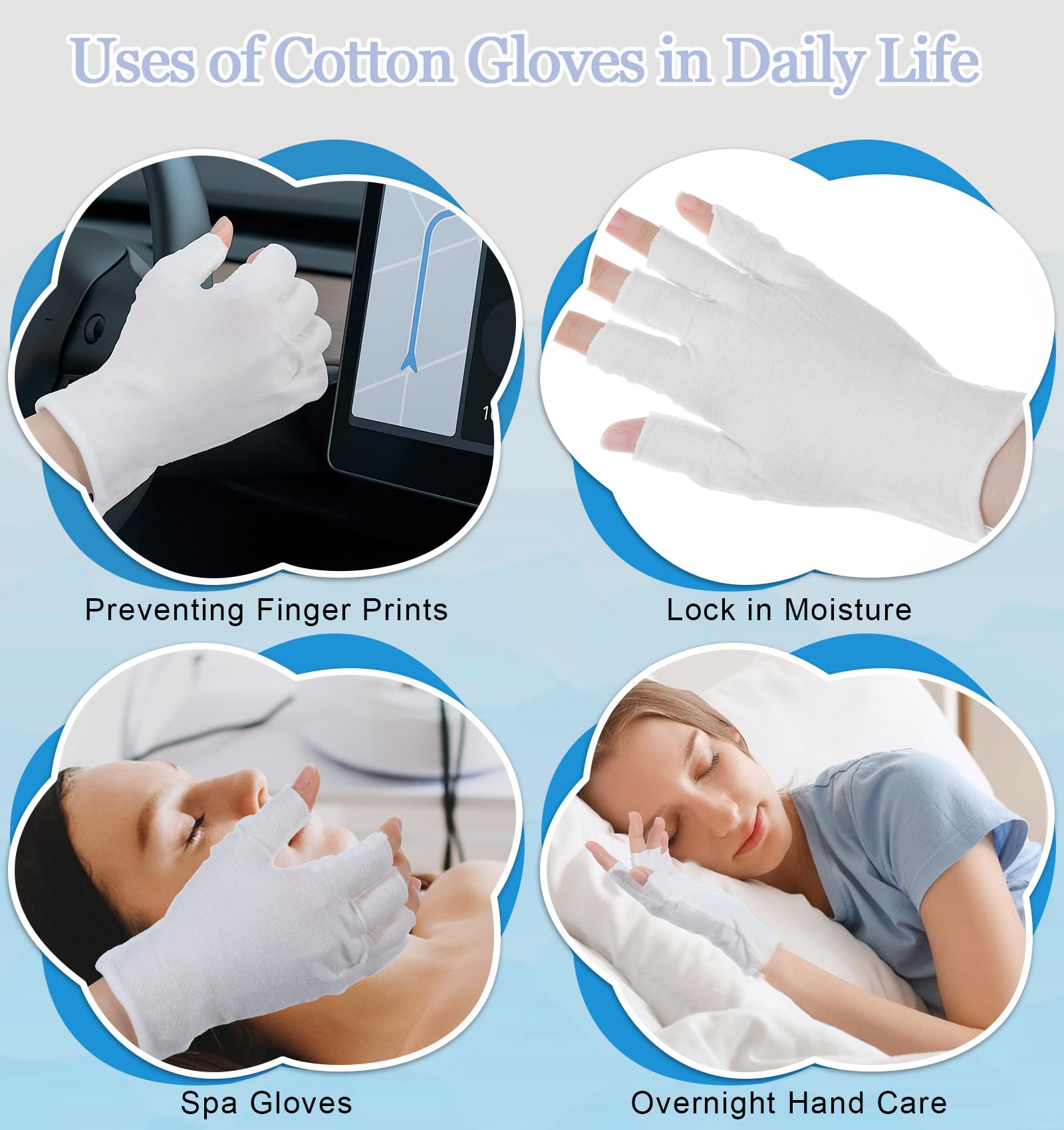Model wearing ValueBargain fingerless gloves for sensitive skin