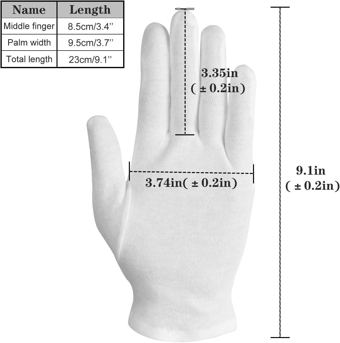 Three pairs of white fabric gloves for hand care
