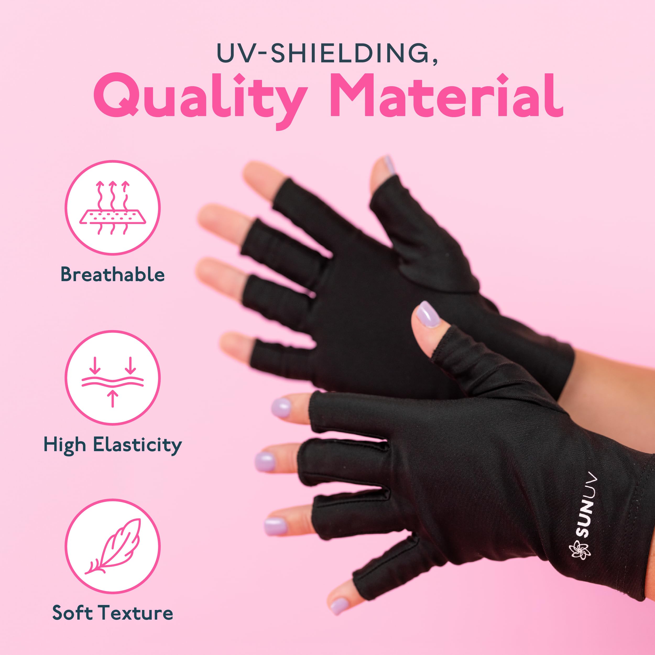 Sunuv UPF 50+ hand protection gloves for gel nails