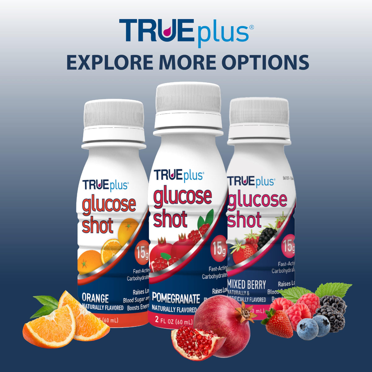 TRUEplus Glucose Shot used for travel and nighttime blood sugar support.