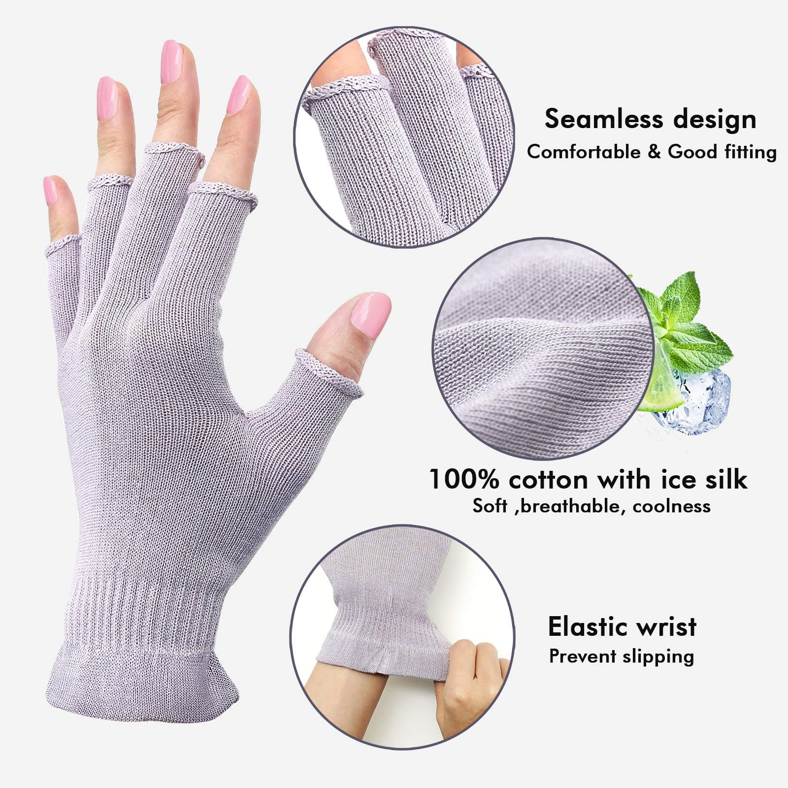 Mig4u half finger touchscreen gloves for dry hand spa treatment