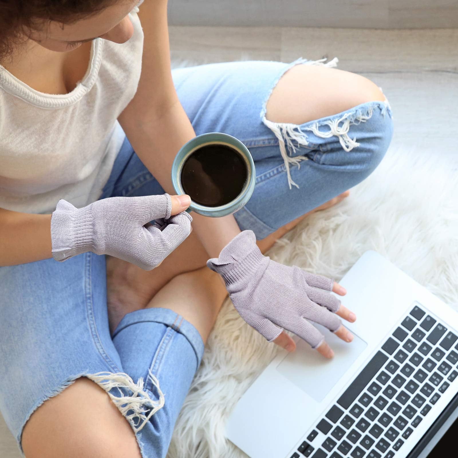 Mig4u cotton and ice silk eczema gloves for hand care