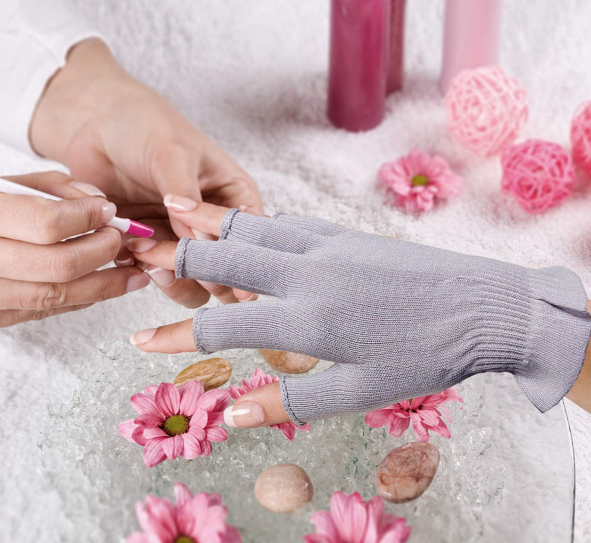 MIG4U value pack of three pairs of pale purple beauty gloves