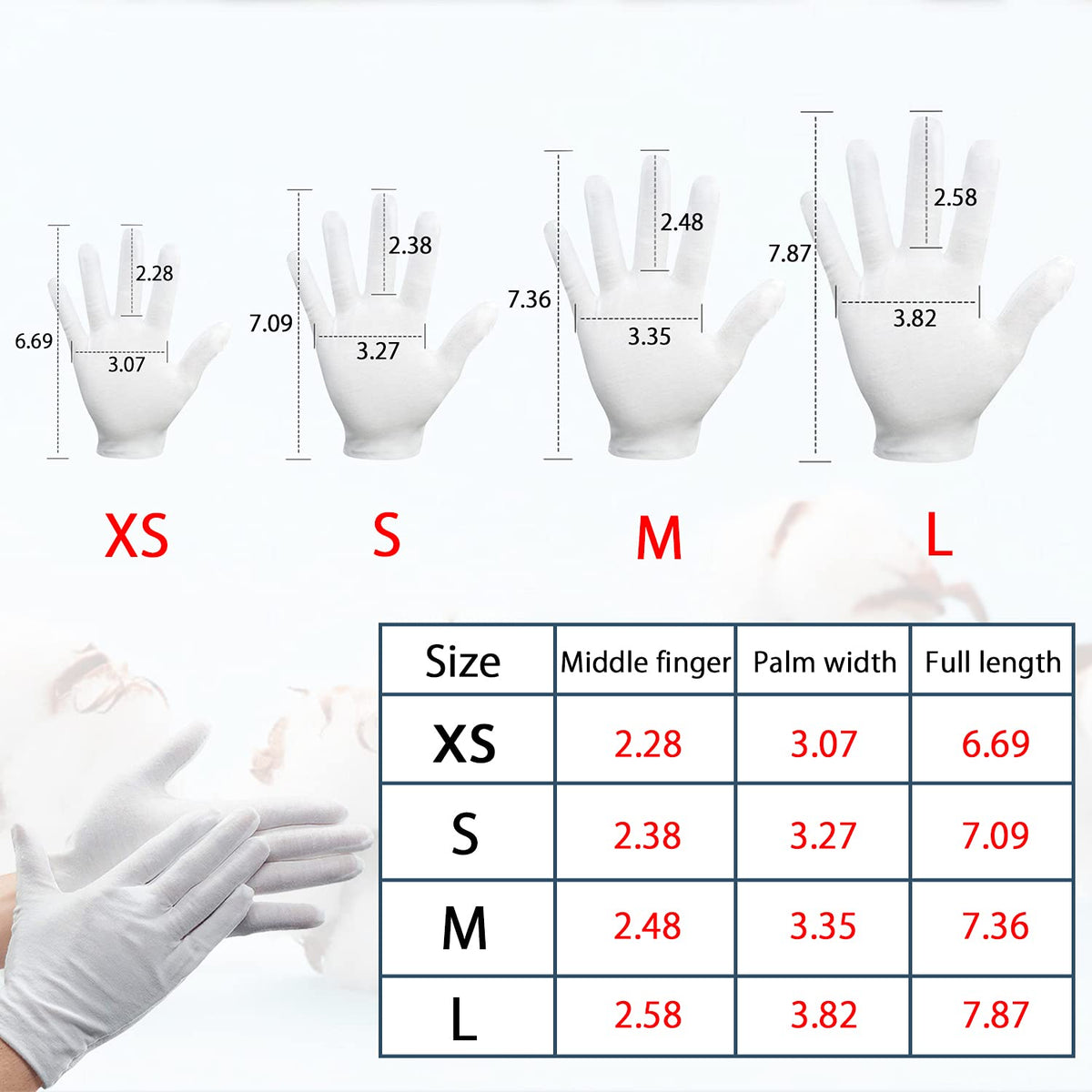 Njdgf breathable cotton gloves packaging