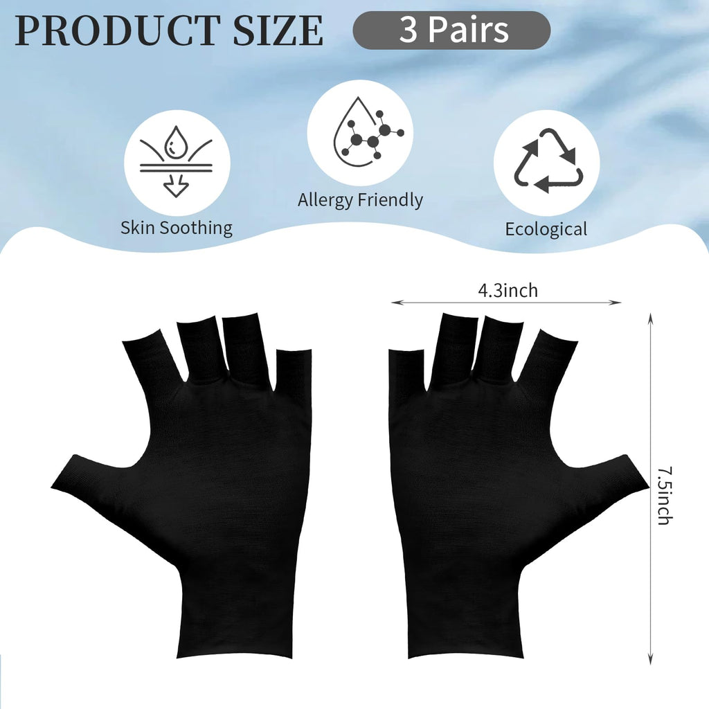 Clofiak black breathable cotton gloves showing open fingertips